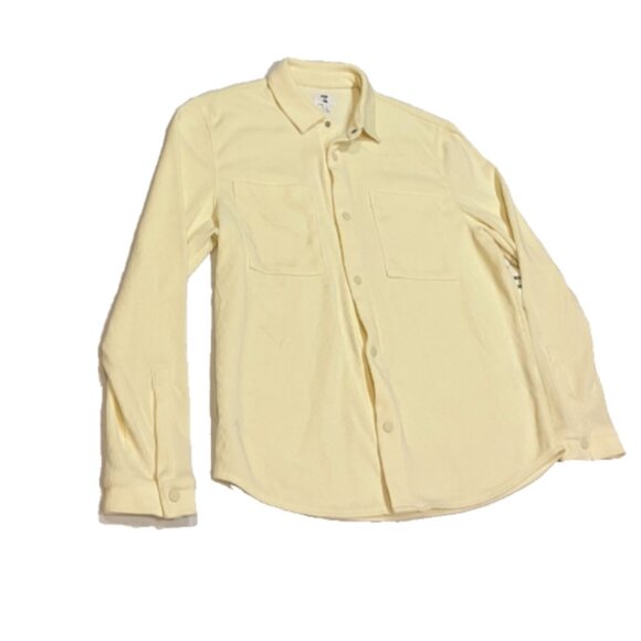 Mode of One Men Long Sleeve Knit Snap Front Shirt Soft Vanilla Size L - Picture 3 of 8